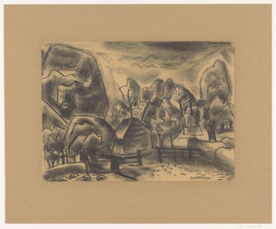树木间有农场的景观 作者 Leo Gestel（艺术家签名）