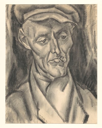 戴帽子、抽雪茄的男子 作者 Leo Gestel（艺术家签名）