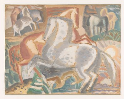 风景中的马 作者 Leo Gestel（艺术家签名）