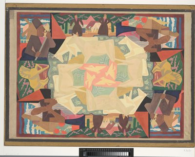 地毯设计主题荷兰（设计）（物体上的标题） 作者 Leo Gestel（艺术家签名）