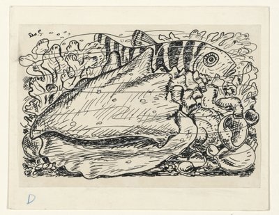 水中的鱼和贝壳 作者 Leo Gestel（艺术家签名）