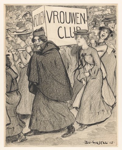 妇女联谊会游行 作者 Leo Gestel（艺术家签名）