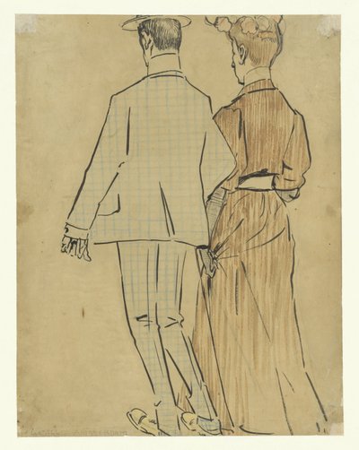 步行夫妇 作者 Leo Gestel（艺术家签名）