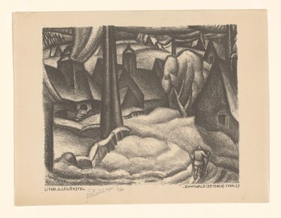 Zinnwald（矿石山）（实物上的原标题） 作者 Leo Gestel（艺术家签名）