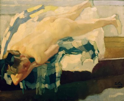 女性在驳船上的裸体 作者 Leo Putz