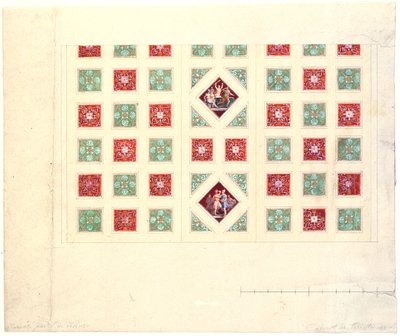 Ludwig I（1786-1868）写字室的天花板设计，位于慕尼黑Konigsbau Residence，1835 作者 里奥·冯·克伦泽