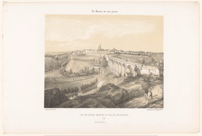 迪南和横跨兰斯河的高架桥景观
Vue de Dinan prise de la Vallée des Noyers（物上标题）
当代法国（系列名称）
今天的法国（文物上的系列名称） 作者 莱昂·奥古斯特·阿塞琳娜