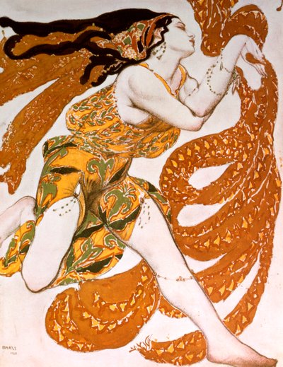 巴切特（Bacchante），Tcherepnins Narcisse芭蕾舞团生产的服装设计，1911年 作者 莱昂·巴克斯特
