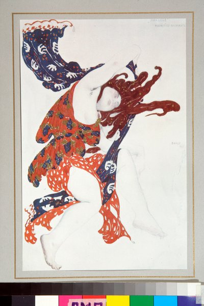 "Bacchante" costume drawn for the ballet Narcisse directed by Nicolas Tcherepnine 作者 莱昂·巴克斯特