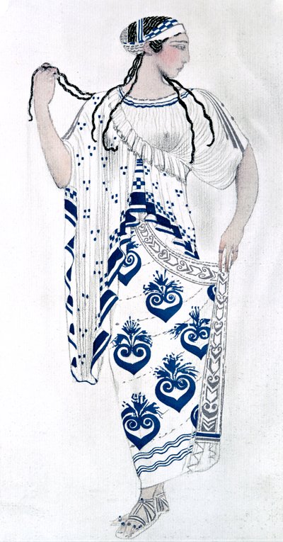 艾达·鲁宾斯坦（Ida Rubinstein）饰演海伦（Helen）的服装设计，斯巴达（Sparta）芭蕾舞，1912年 作者 莱昂·巴克斯特