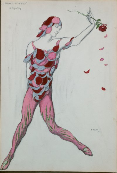 Nijinksy的服装设计，来自“ Le Spectre de la Rose”，1911年 作者 莱昂·巴克斯特