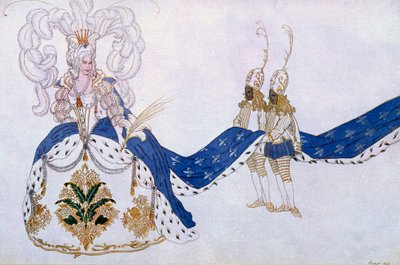 女王和她的页面的服装设计，来自睡美人，1921年 作者 莱昂·巴克斯特