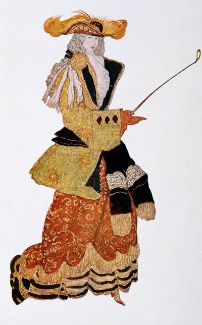 Marchioness Hunting的服装设计，来自睡美人，1921年 作者 莱昂·巴克斯特