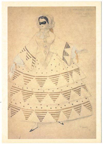 舒曼（R. Schumann）的芭蕾舞狂欢节服装设计，1910年 作者 莱昂·巴克斯特