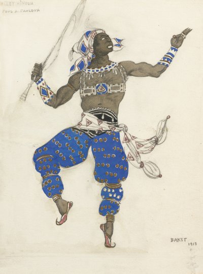 东方幻想芭蕾舞印度教芭蕾舞团的服装设计，1913年 作者 莱昂·巴克斯特