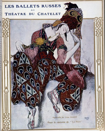 Les Ballets Russians au Theatre du Chatelet：“La Peri”的服装 - Bakst 的水彩画，cov。 在“”喜剧插图“” 作者 莱昂·巴克斯特