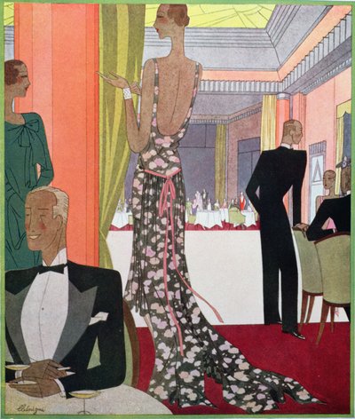 Louise Boulanger 为 Le Touquet 赌场晚宴设计的晚礼服的时尚设计 作者 莱昂·贝尼尼