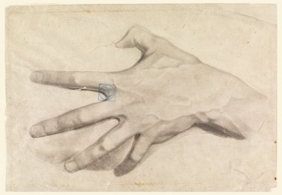 素描，手的研究，1881-92 年 作者 里昂·达博