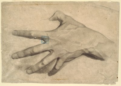 素描，手的研究，1881-92 年 作者 里昂·达博
