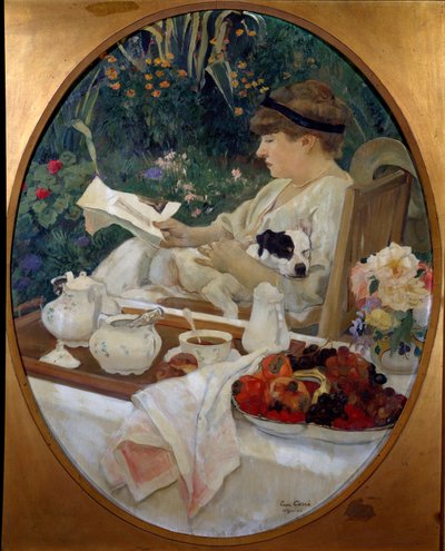 花园里的茶。 Leon Carre (1878-1942) 的绘画 作者 莱昂·乔治·卡雷