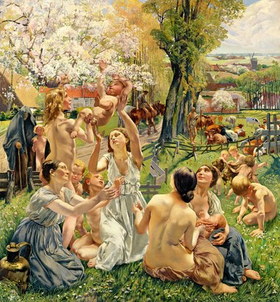 1901年三联画“黄金时代”的左侧小组（三联画见309507） 作者 Leon Henri Marie Frederic
