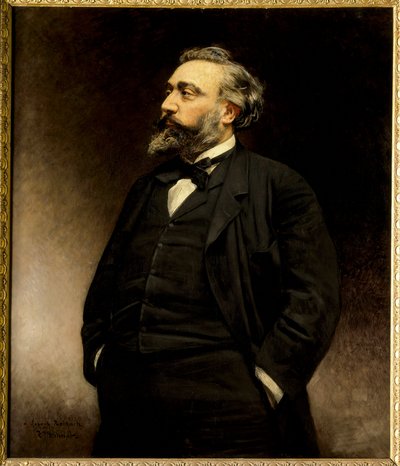 Leon Gambetta (1838 - 1882) 法国政治家的肖像。 Leon Joseph Bonnat (1833 - 1922) 的画作（h s/t 1.15 x 1）。 - Leon Gambetta (1838-1882) 法国政治家的肖像。 Leon Joseph Bonnat (1833-1922) 的绘画。 凡尔赛城堡博物馆 作者 莱昂·约瑟夫·弗洛伦汀·波纳特