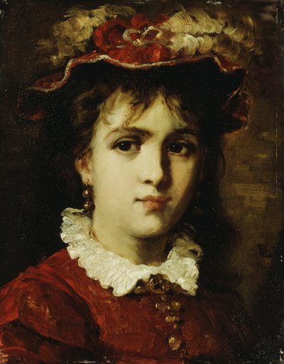 一位年轻女子的画像，1876年 作者 莱昂·约瑟夫·弗洛伦汀·波纳特