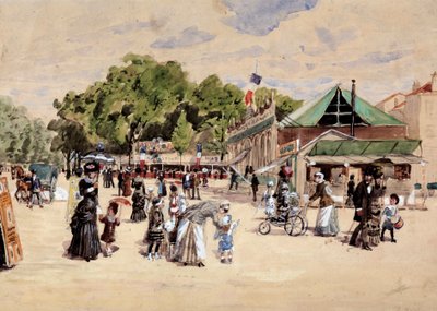 步行到展馆。 Leon Joseph Voirin (1833-1887) 的绘画 作者 莱昂·约瑟夫·沃林
