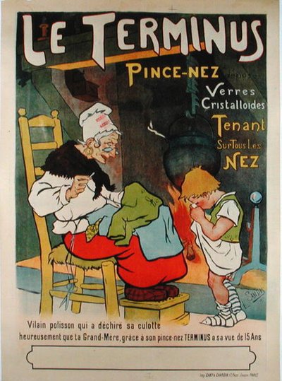 宣传 "Le Terminus pince-nez "的海报 作者 莱昂·桑迪斯（Leon Sandis）