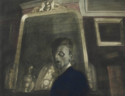 镜子前的自画像》，1908年。 作者 里昂·斯皮里亚特