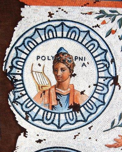 Polymnia，圣歌、歌唱、演说和修辞的缪斯（彩色雕刻）。 作者 莱昂·德（后）拉博德