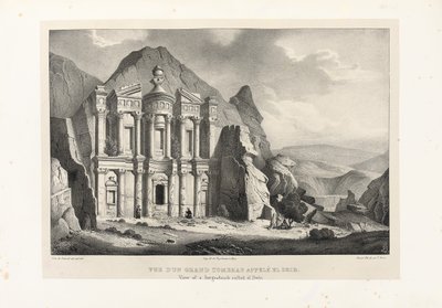1830年佩特拉（Petra）的大坟墓的景象 作者 莱昂·德·劳德