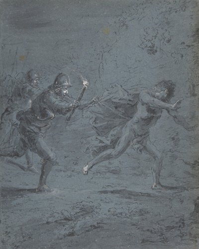 士兵追赶逃犯的夜景 马克十四世，5-52，1611-74。 作者 伦纳德·布雷默