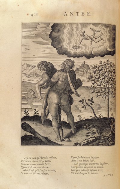 赫拉克勒斯杀死了Antaeus，来自两位希腊Sophist Philostrates的“图片或画报”，由Blaise de Vigenere（1523-96）巴黎，1615年 作者 伦纳德·高缇耶