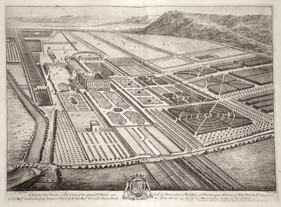 查茨沃斯庄园，威廉卡文迪什（1640-1707）德文郡第一公爵的所在地，由约翰内斯基普（约翰尼尔基普）（约.652-1722）镌刻 作者 伦纳德·奈夫