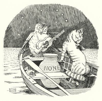 猫头鹰与小猫》（石版画 作者 伦纳德·莱斯利·布鲁克