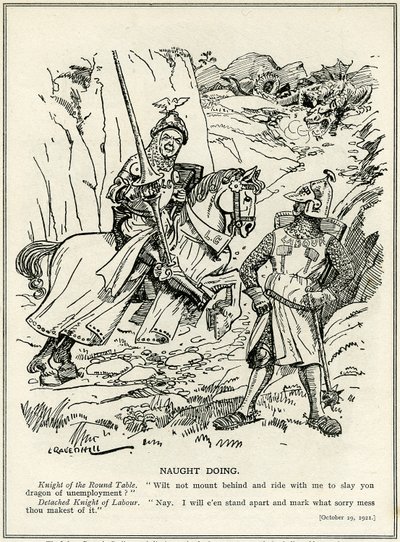 1921年，工党拒绝加入劳埃德·乔治（Lloyd George）杀害失业之龙 作者 Leonard Raven Hill
