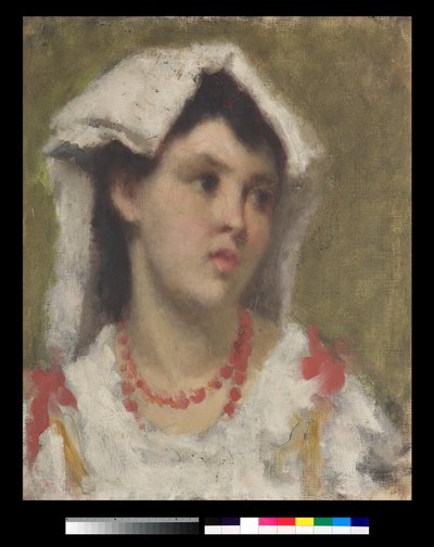 一名年轻女子的肖像从Ciociaria，1877年 作者 莱昂纳多·巴扎罗