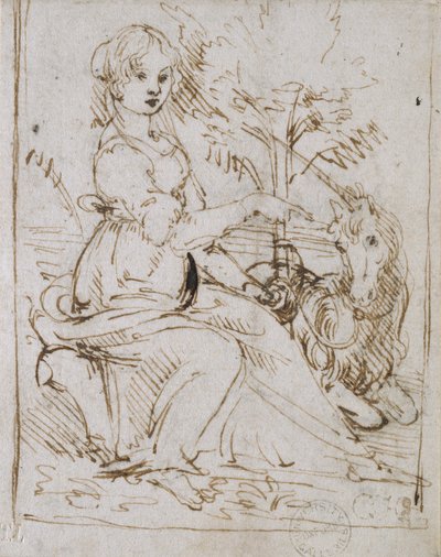 带着独角兽的少女，1470年代末 作者 达芬奇（Leonardo da Vinci）
