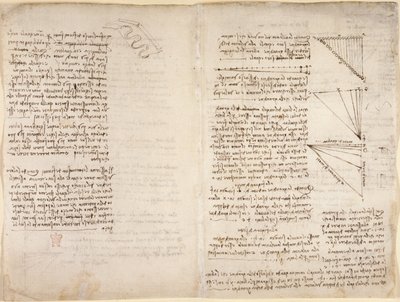 Arundel 263，f.216v，f.217 《阿伦德尔法典》中的注释和草图（纸张上的钢笔和墨水） 作者 达芬奇（Leonardo da Vinci）