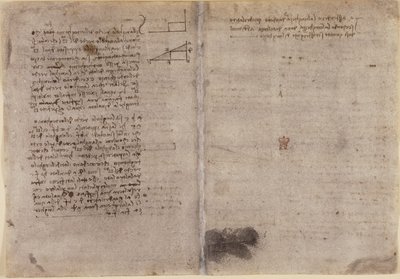 Arundel 263，f.245v，f.246r，几何注释（约 1518 年），选自 "Codex Arundel"（纸上钢笔和墨水） 作者 达芬奇（Leonardo da Vinci）