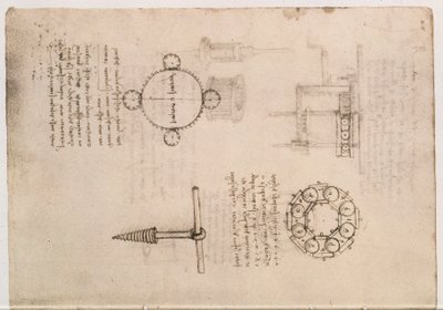 马德里法典I f.20，机械研究 作者 达芬奇（Leonardo da Vinci）
