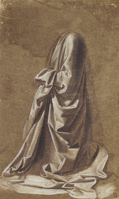 跪着的人的窗帘研究， 作者 达芬奇（Leonardo da Vinci）