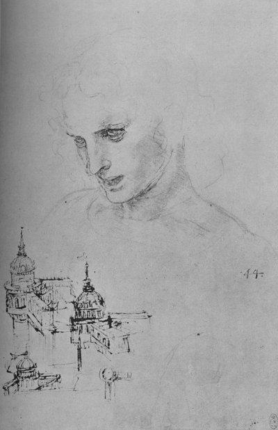 一位使徒和建筑研究系主任，c1480，1945年 作者 达芬奇（Leonardo da Vinci）