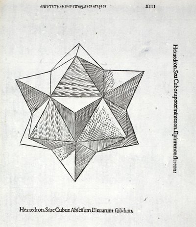 Hexaedron由卢卡·帕西奥利（c.1445-1517）一个“神圣比例”升空完全，本来酒馆。威尼斯，1509 作者 达芬奇（Leonardo da Vinci）