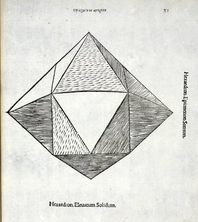 Hexaedron由卢卡·帕西奥利（c.1445-1517）一个“神圣比例”完全解除，原本酒馆。威尼斯，1509 作者 达芬奇（Leonardo da Vinci）