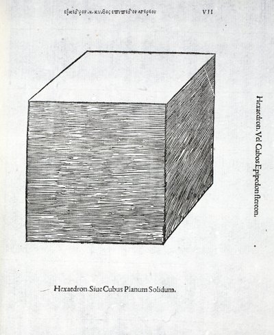 Hexaedron固体飞机，由卢卡·帕西奥利（c.1445-1517）一个“神圣比例”，本来酒馆。威尼斯，1509 作者 达芬奇（Leonardo da Vinci）