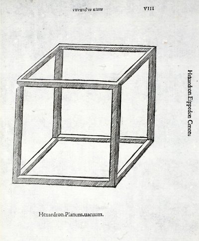 Hexaedron放废物，由卢卡·帕西奥利（c.1445-1517）一个“神圣比例”，本来酒馆。威尼斯，1509 作者 达芬奇（Leonardo da Vinci）