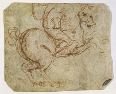 马和骑士（纸和笔在纸上） 作者 达芬奇（Leonardo da Vinci）