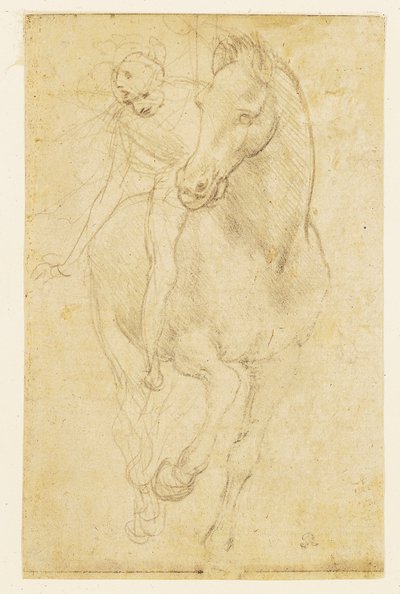 马与骑士》，约 1480 年（银点画法，纸质材料） 作者 达芬奇（Leonardo da Vinci）